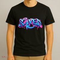 Saved Christian Graffiti Art Retro 80S 90s T-Shirt thumb 3
