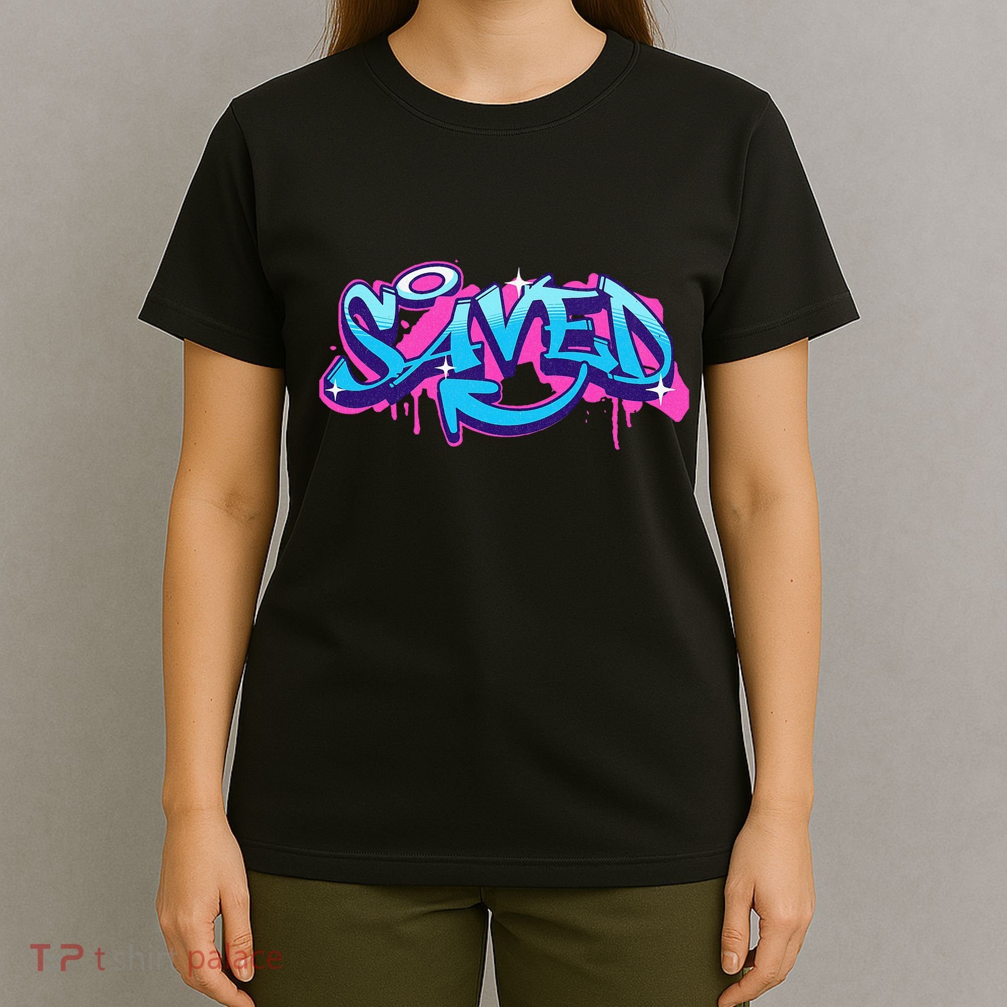 Saved Christian Graffiti Art Retro 80S 90s T-Shirt