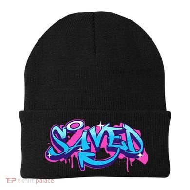 Saved Christian Graffiti Art Retro 80S 90s Beanie