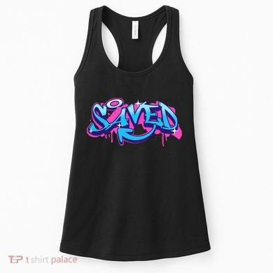 Saved Christian Graffiti Art Retro 80S 90s Women's Tank Top