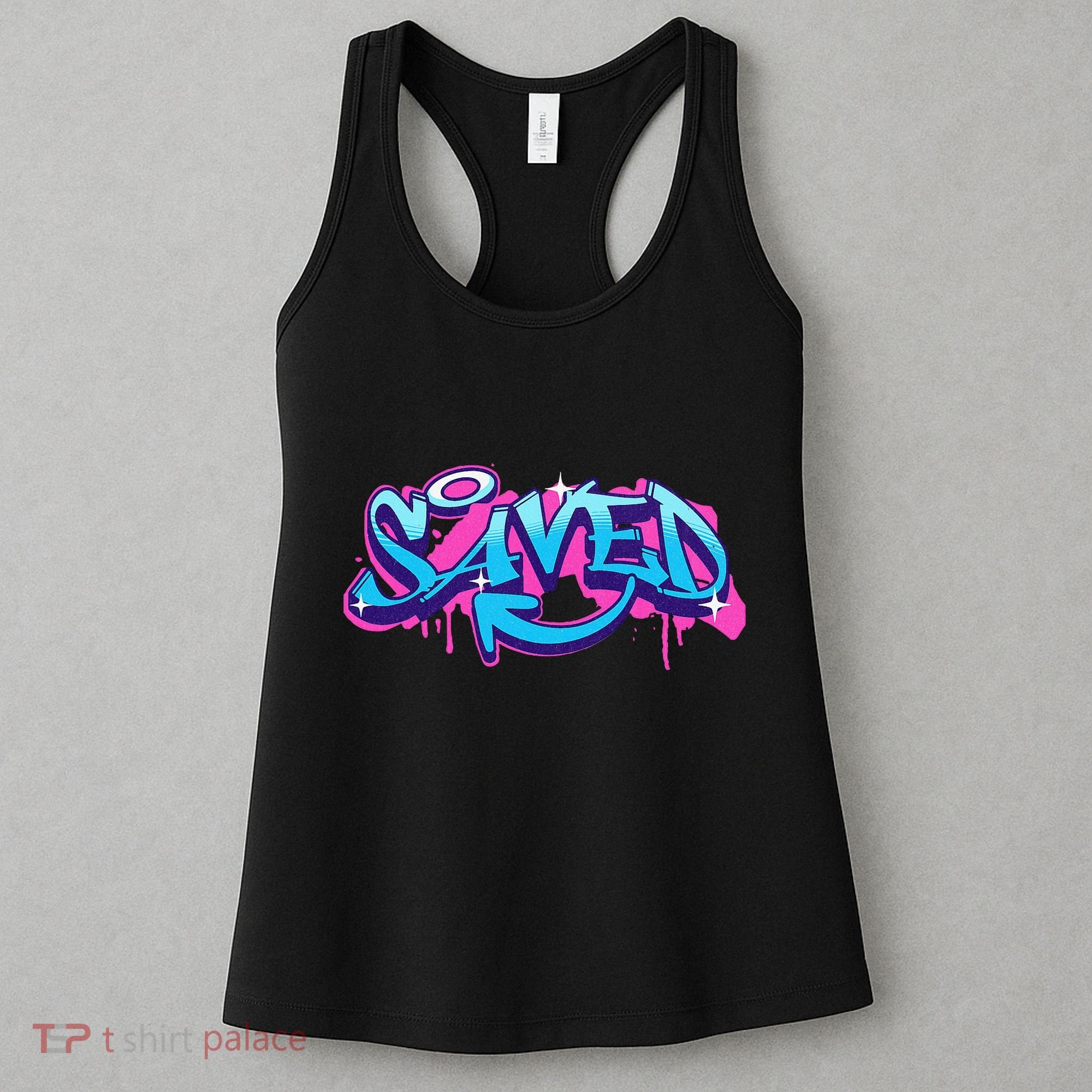 Saved Christian Graffiti Art Retro 80S 90s Women's Tank Top