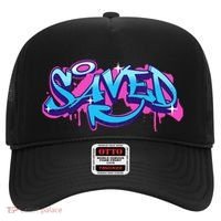 Saved Christian Graffiti Art Retro 80S 90s Hat thumb 0