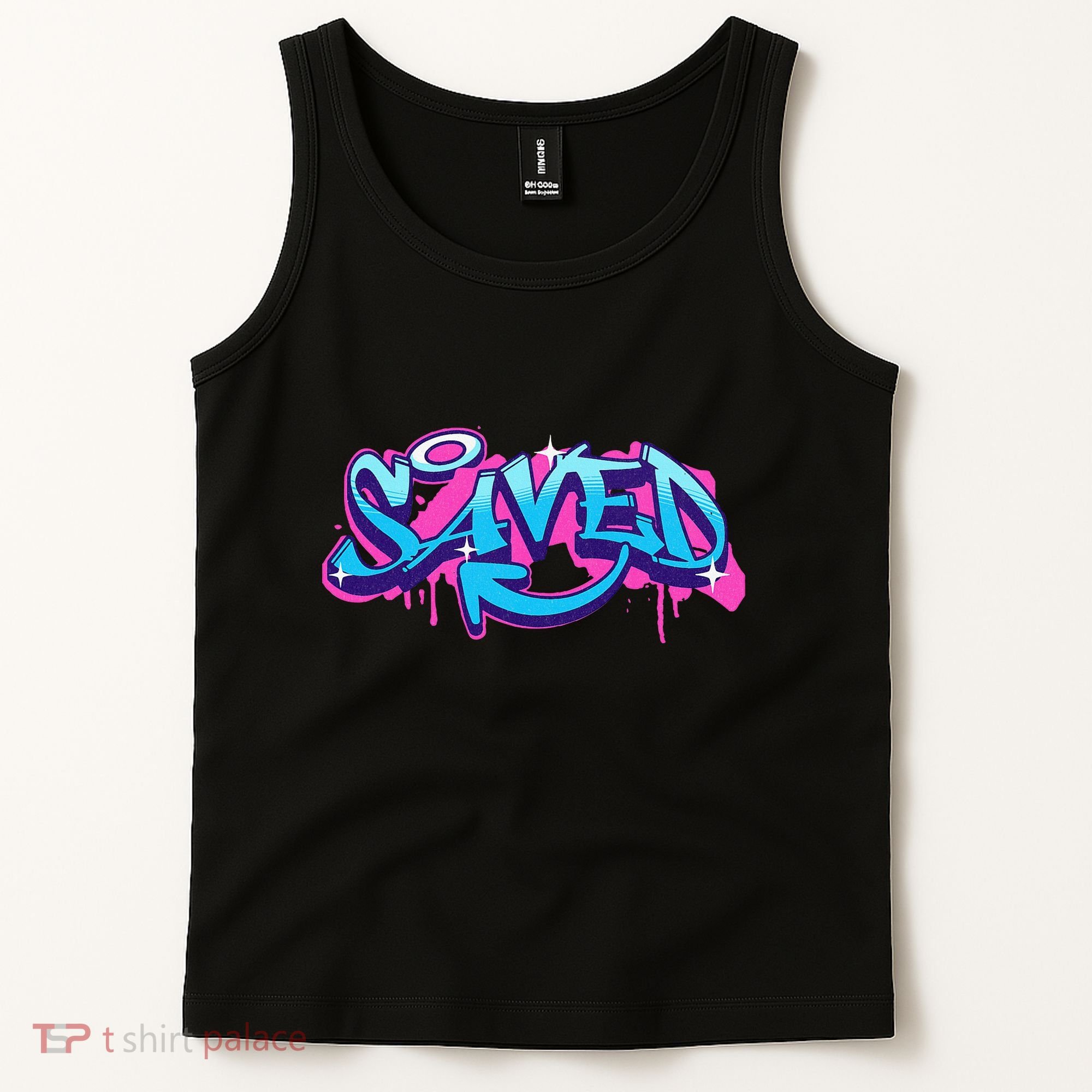 Saved Christian Graffiti Art Retro 80S 90s Tank Top