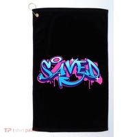 Saved Christian Graffiti Art Retro 80S 90s Golf Towel thumb 0