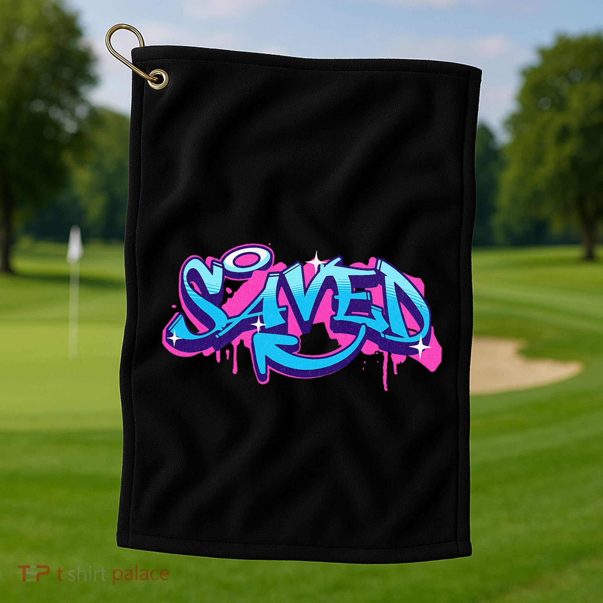 Saved Christian Graffiti Art Retro 80S 90s Golf Towel