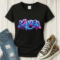 Saved Christian Graffiti Art Retro 80S 90s Women's T-Shirt thumb 3
