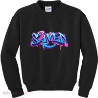 Saved Christian Graffiti Art Retro 80S 90s Kids Sweatshirt thumb 0