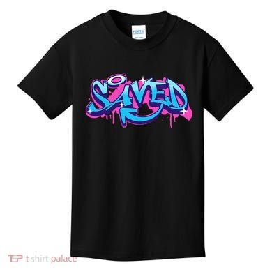 Saved Christian Graffiti Art Retro 80S 90s Kids T-Shirt