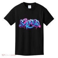 Saved Christian Graffiti Art Retro 80S 90s Kids T-Shirt thumb 0