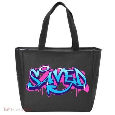 Saved Christian Graffiti Art Retro 80S 90s Tote Bag