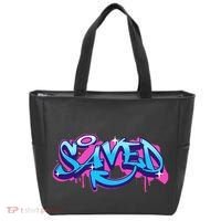 Saved Christian Graffiti Art Retro 80S 90s Tote Bag thumb 0