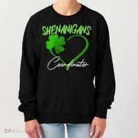 Shenanigans Coordinator Green Heart Shamrock St Patricks Day Women's Sweatshirt thumb 0