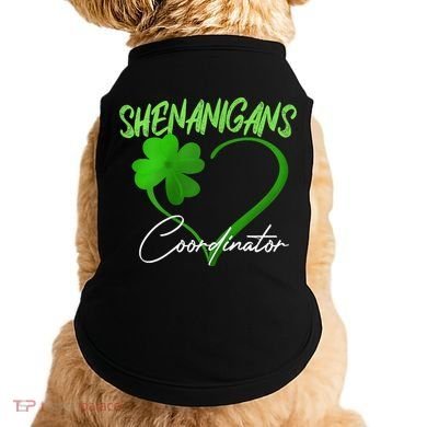 Shenanigans Coordinator Green Heart Shamrock St Patricks Day Doggie Tank