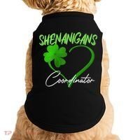 Shenanigans Coordinator Green Heart Shamrock St Patricks Day Doggie Tank thumb 0