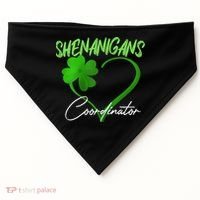 Shenanigans Coordinator Green Heart Shamrock St Patricks Day USA-Made Doggie Bandana thumb 0