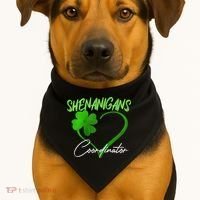 Shenanigans Coordinator Green Heart Shamrock St Patricks Day USA-Made Doggie Bandana thumb 1