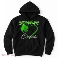 Shenanigans Coordinator Green Heart Shamrock St Patricks Day Hoodie thumb 0