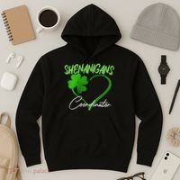 Shenanigans Coordinator Green Heart Shamrock St Patricks Day Hoodie thumb 3
