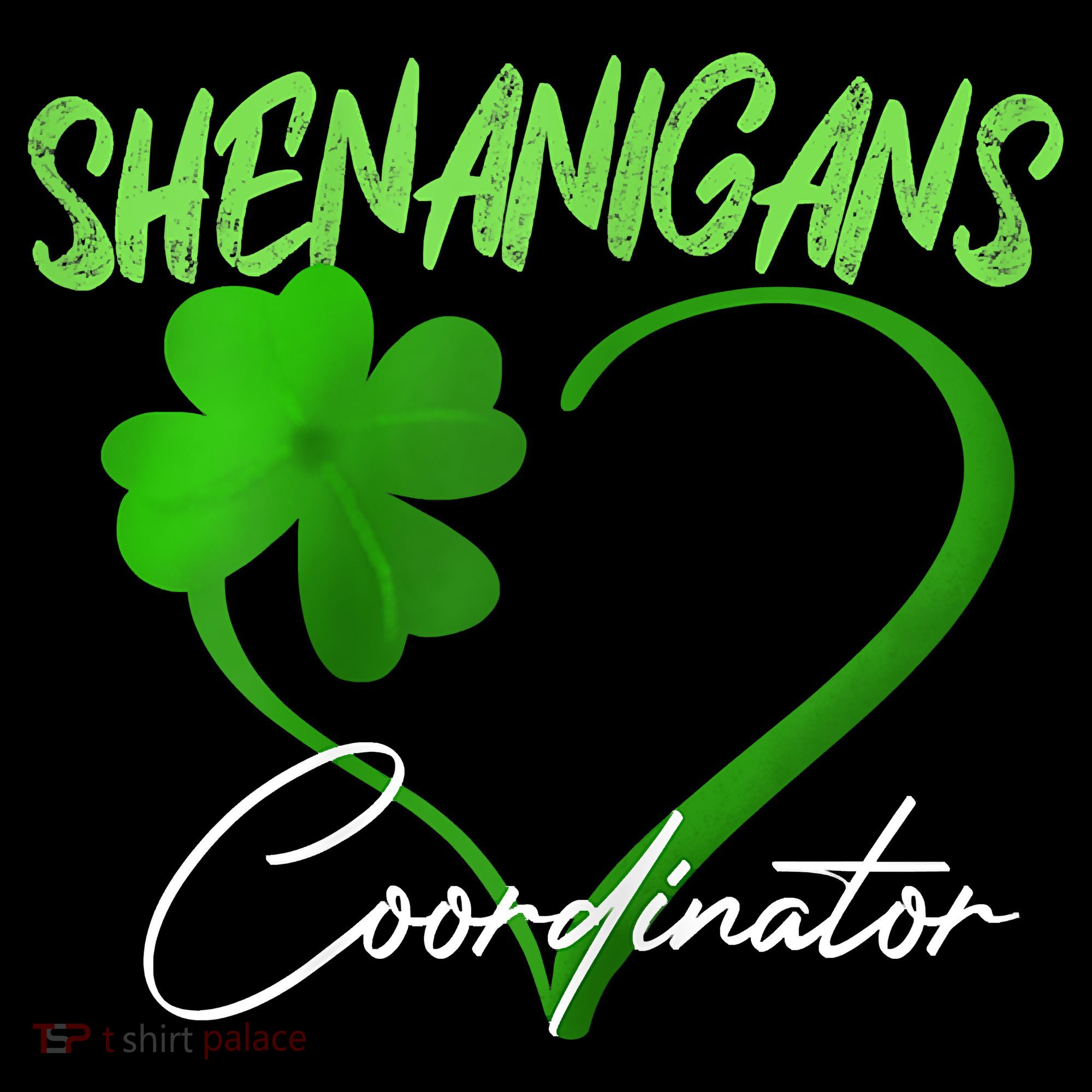 Shenanigans Coordinator Green Heart Shamrock St Patricks Day Apron