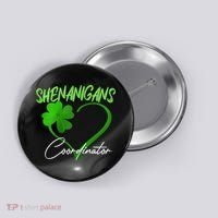 Shenanigans Coordinator Green Heart Shamrock St Patricks Day Button thumb 0