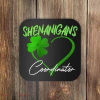 Shenanigans Coordinator Green Heart Shamrock St Patricks Day Coaster thumb 0