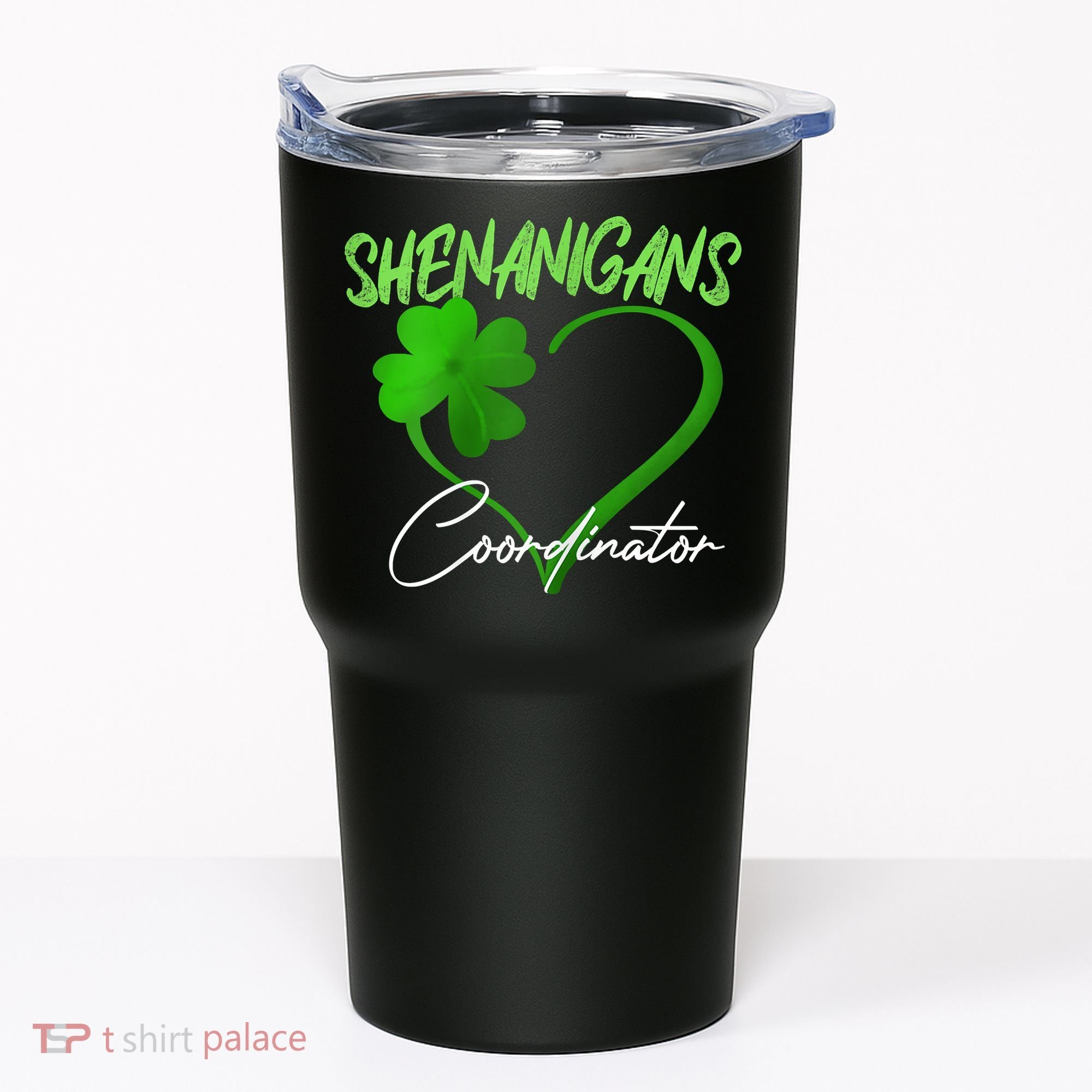 Shenanigans Coordinator Green Heart Shamrock St Patricks Day Tumbler
