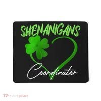 Shenanigans Coordinator Green Heart Shamrock St Patricks Day Mousepad thumb 0