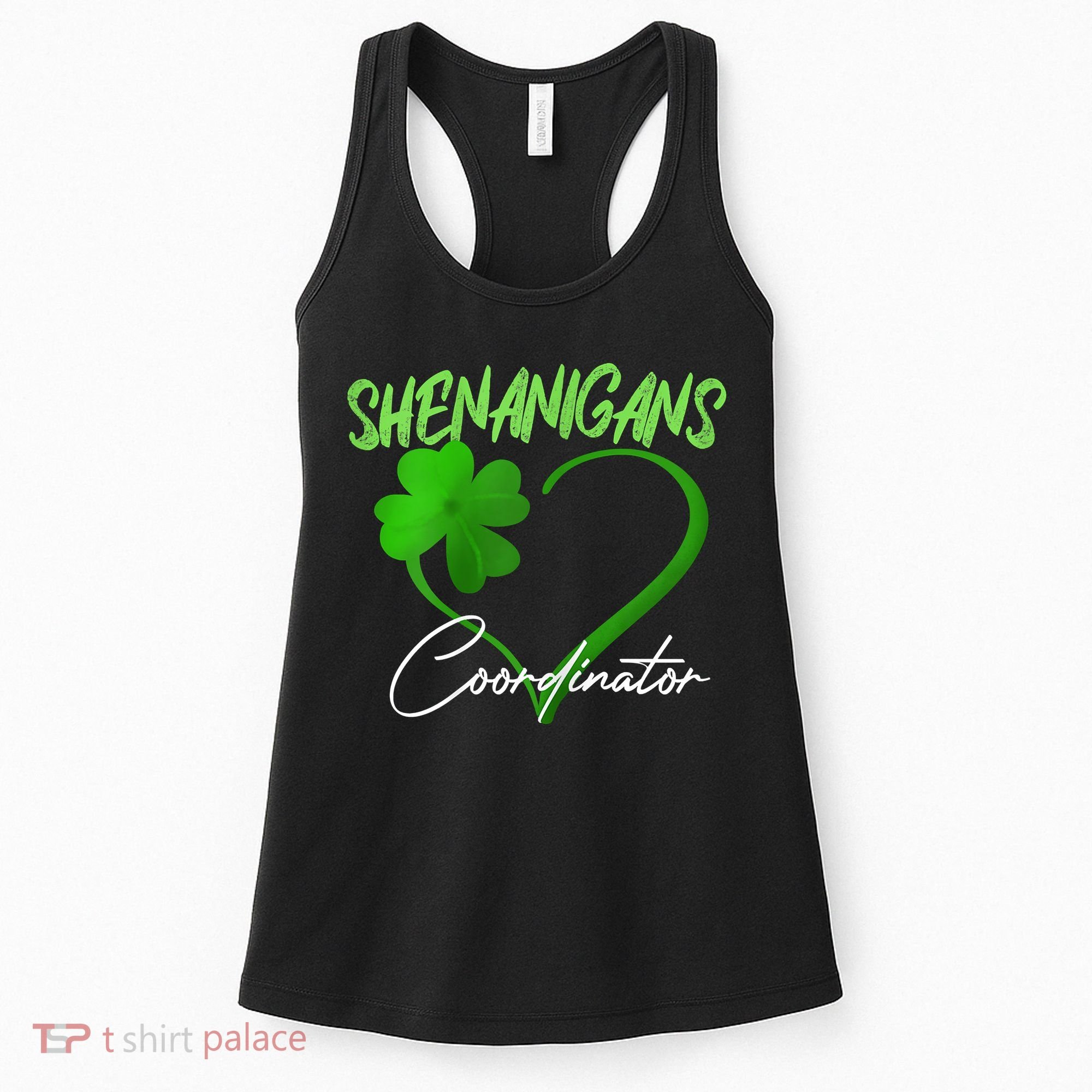 Shenanigans Coordinator Green Heart Shamrock St Patricks Day Women's Tank Top