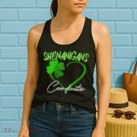 Shenanigans Coordinator Green Heart Shamrock St Patricks Day Women's Tank Top thumb 2