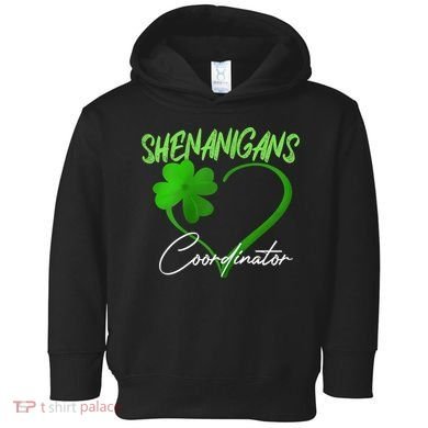 Shenanigans Coordinator Green Heart Shamrock St Patricks Day Toddler Hoodie