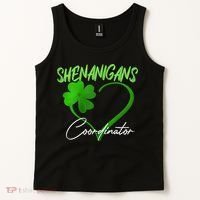 Shenanigans Coordinator Green Heart Shamrock St Patricks Day Tank Top thumb 2