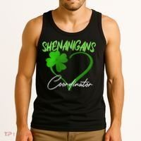 Shenanigans Coordinator Green Heart Shamrock St Patricks Day Tank Top thumb 3