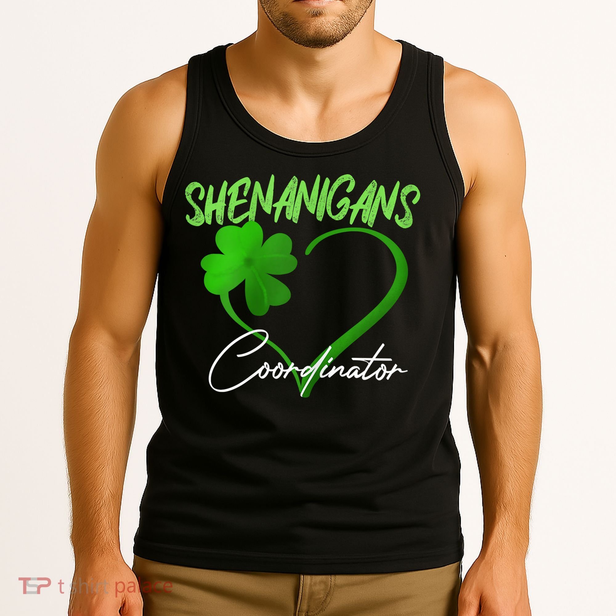 Shenanigans Coordinator Green Heart Shamrock St Patricks Day Tank Top