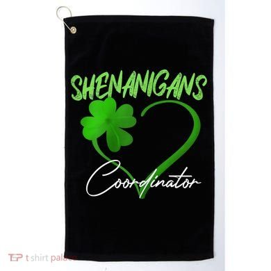 Shenanigans Coordinator Green Heart Shamrock St Patricks Day Golf Towel