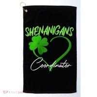 Shenanigans Coordinator Green Heart Shamrock St Patricks Day Golf Towel thumb 0