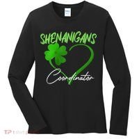 Shenanigans Coordinator Green Heart Shamrock St Patricks Day Women's Long Sleeve Shirt thumb 0