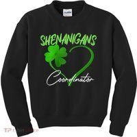 Shenanigans Coordinator Green Heart Shamrock St Patricks Day Kids Sweatshirt thumb 0
