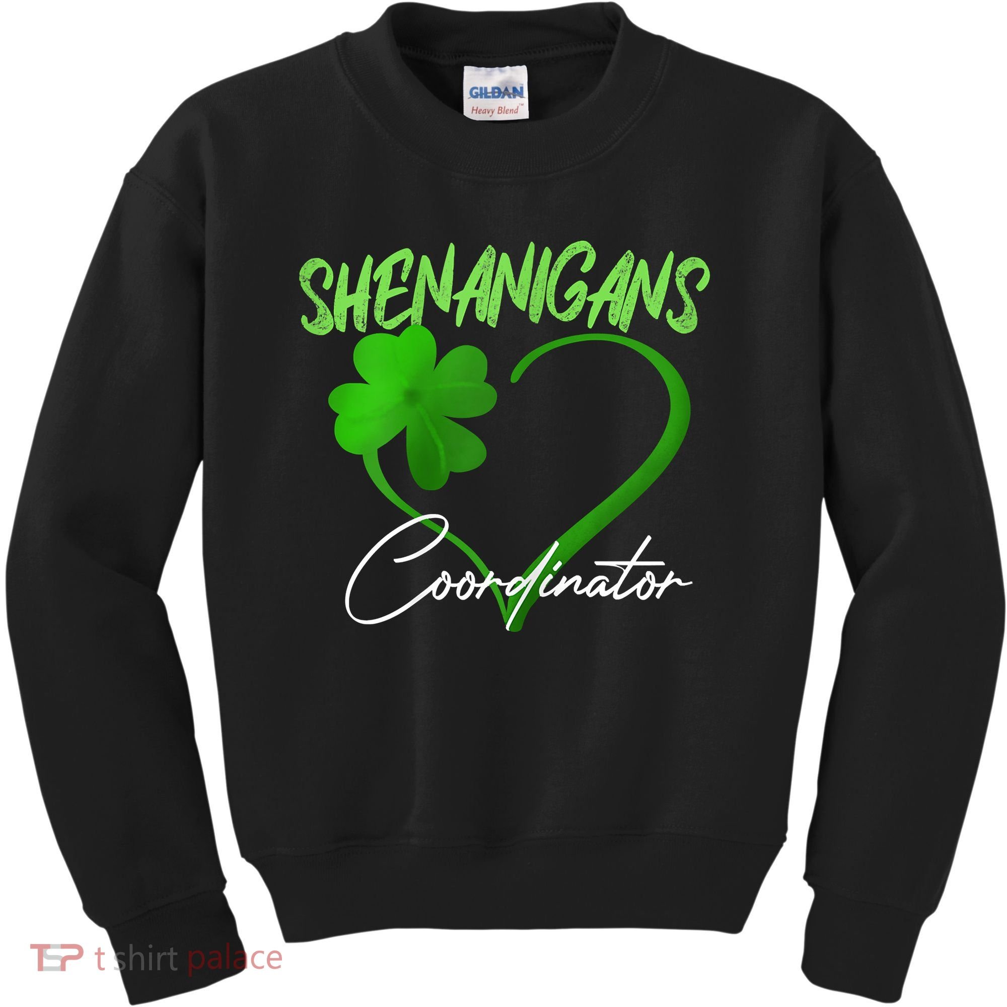 Shenanigans Coordinator Green Heart Shamrock St Patricks Day Kids Sweatshirt