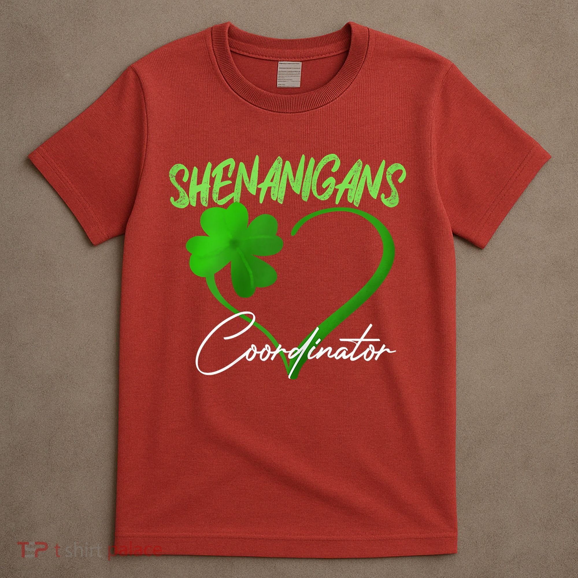 Shenanigans Coordinator Green Heart Shamrock St Patricks Day T-Shirt