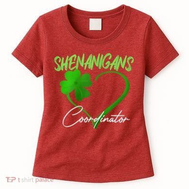 Shenanigans Coordinator Green Heart Shamrock St Patricks Day Women's T-Shirt