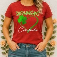 Shenanigans Coordinator Green Heart Shamrock St Patricks Day Women's T-Shirt thumb 2