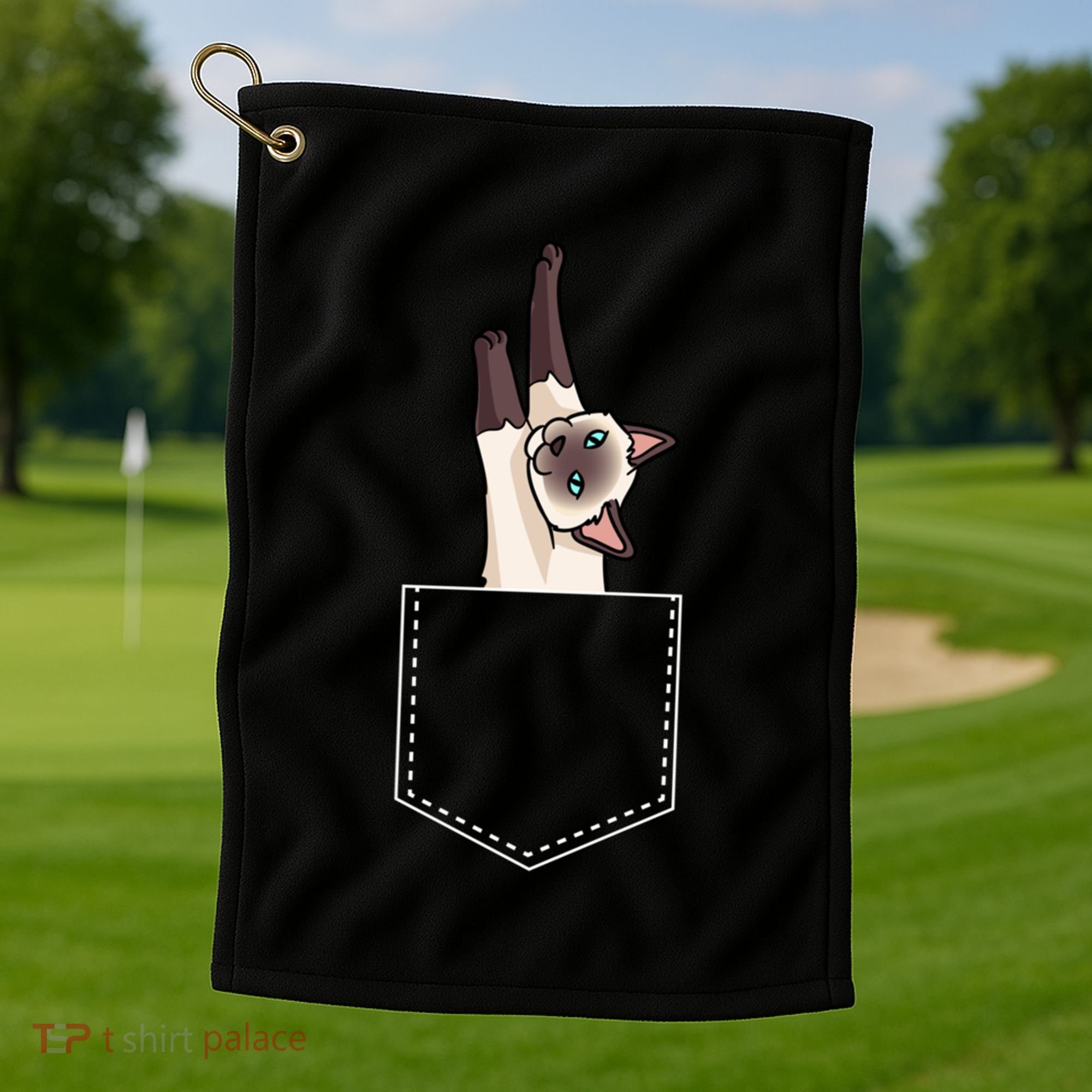 Siamese Cat Gift Love My Siamese Cat Funny Gift Golf Towel