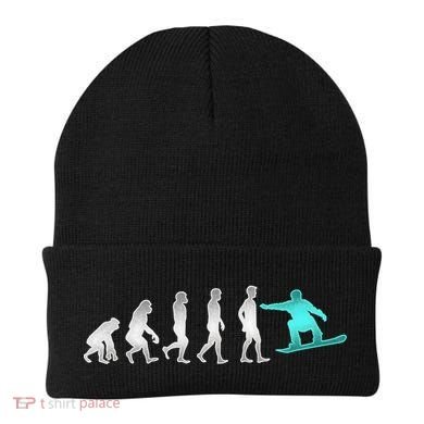 Snowboarding Cute Gift Evolution Of Snowboarder Gift Beanie