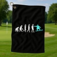 Snowboarding Cute Gift Evolution Of Snowboarder Gift Golf Towel thumb 1