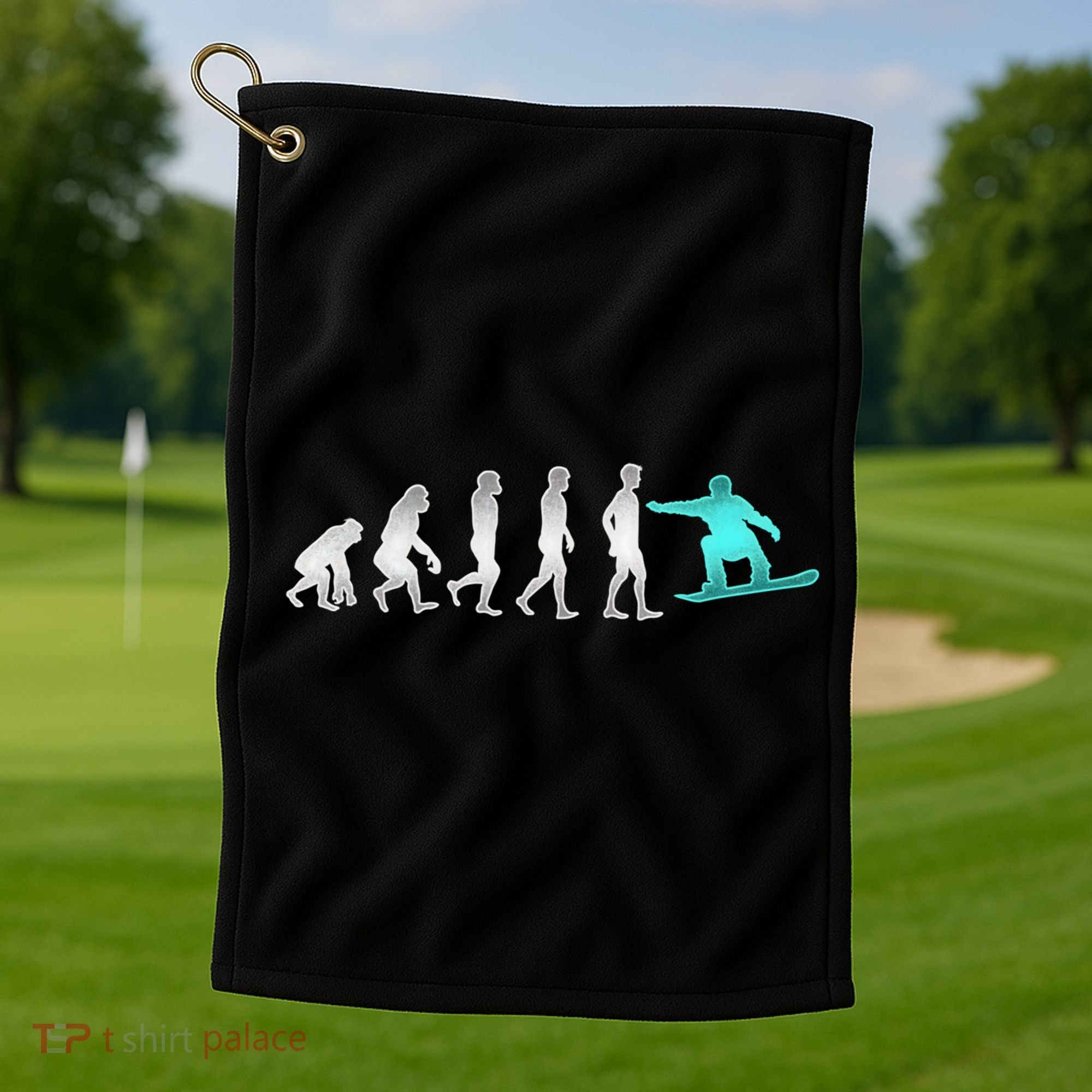 Snowboarding Cute Gift Evolution Of Snowboarder Gift Golf Towel