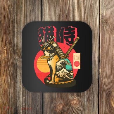 Samurai Cat Graphic Coaster