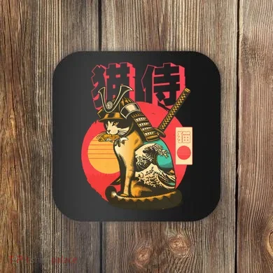 Samurai Cat Graphic Coaster