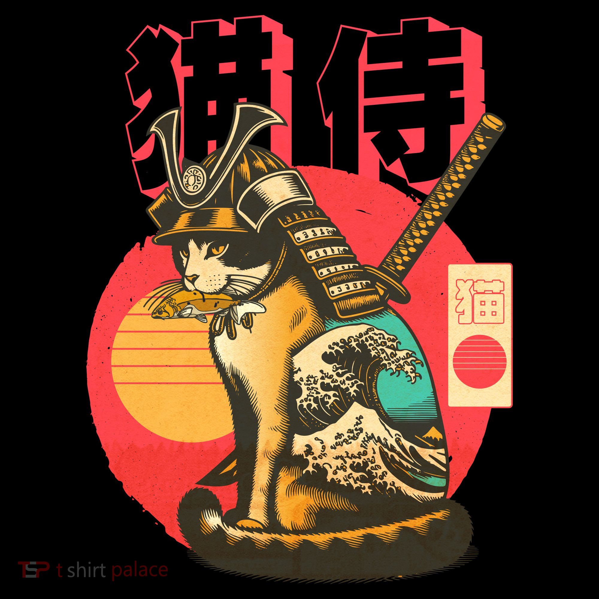 Samurai Cat Graphic Tote Bag