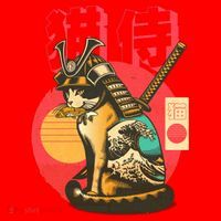 Samurai Cat Graphic Santa Hat thumb 1