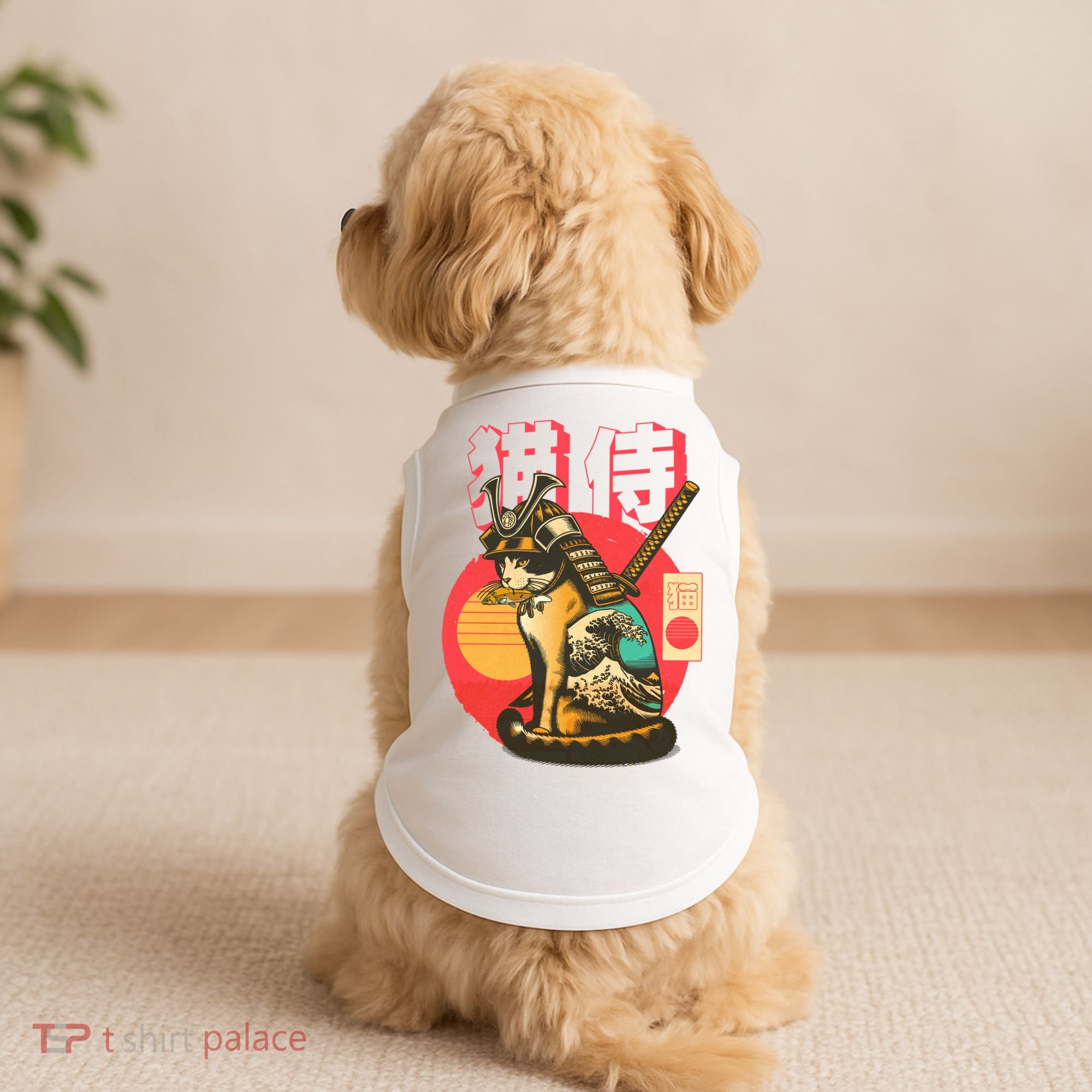 Samurai Cat Graphic Doggie Tank